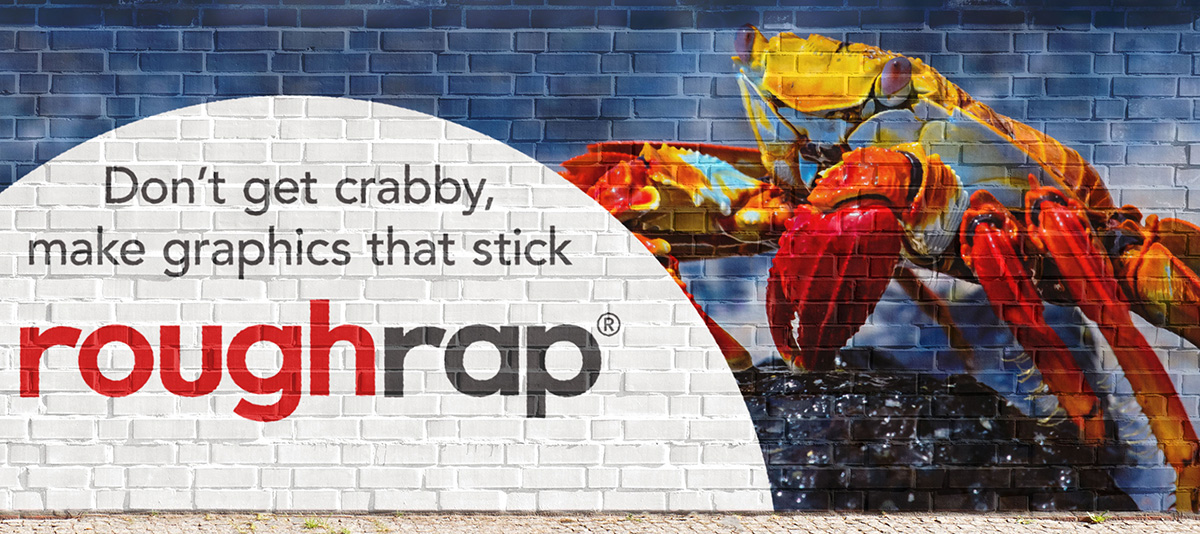 Image of a rough rap on the side of a building. 